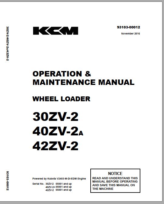 Kawasaki Wheel Loader 40ZV 2 40ZV 2A Operation Maintenance Shop Parts Manuals EN JP