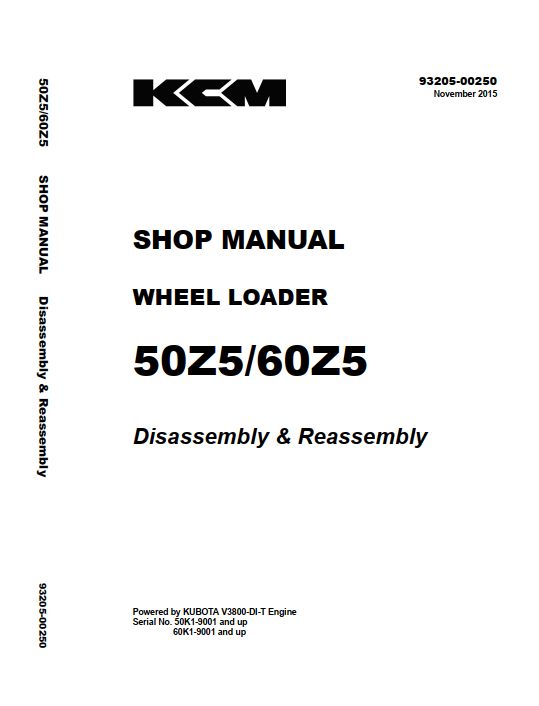Kawasaki Wheel Loader 50Z5 Operation Maintenance Shop Parts Manuals EN JP 2