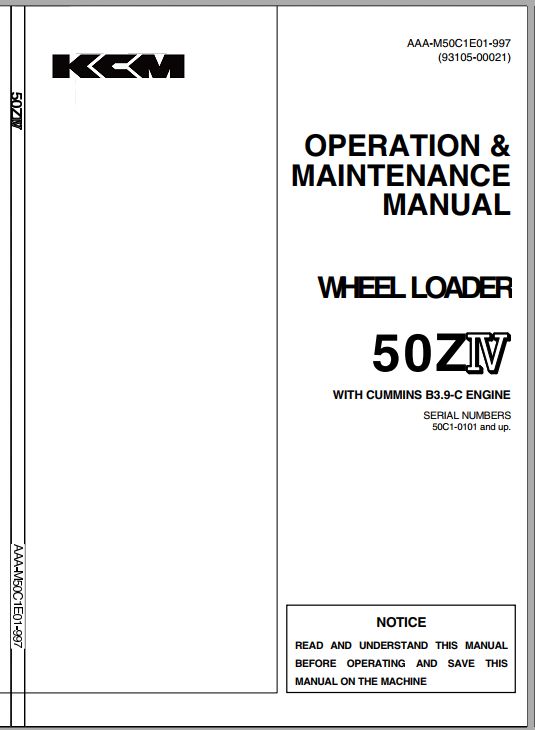 Kawasaki Wheel Loader 50ZIV Operation Maintenance Parts Manuals EN JP