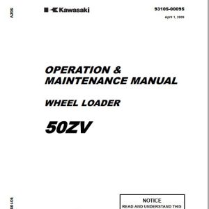 Kawasaki Wheel Loader 50ZV Operation Maintenance Shop Parts Manuals EN JP