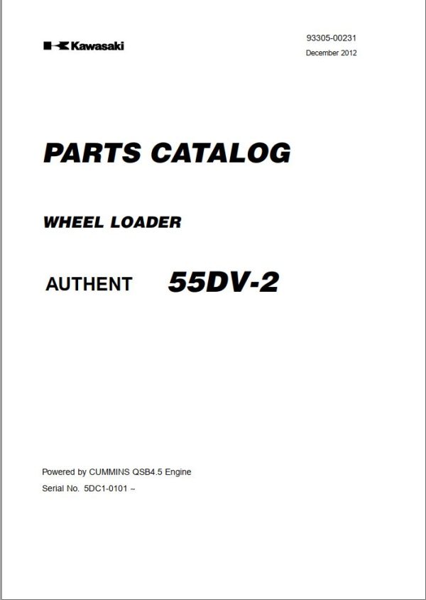 Kawasaki Wheel Loader 55DV 2 Parts Manual 93305 00231 EN JP
