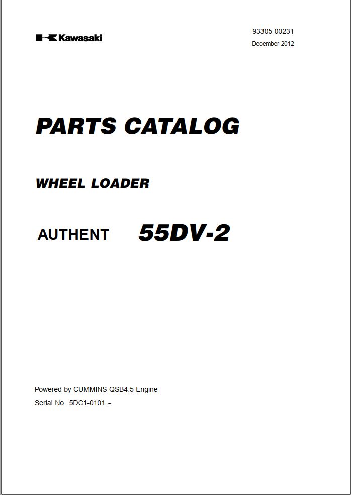 Kawasaki Wheel Loader 55DV 2 Parts Manual 93305 00231 EN JP