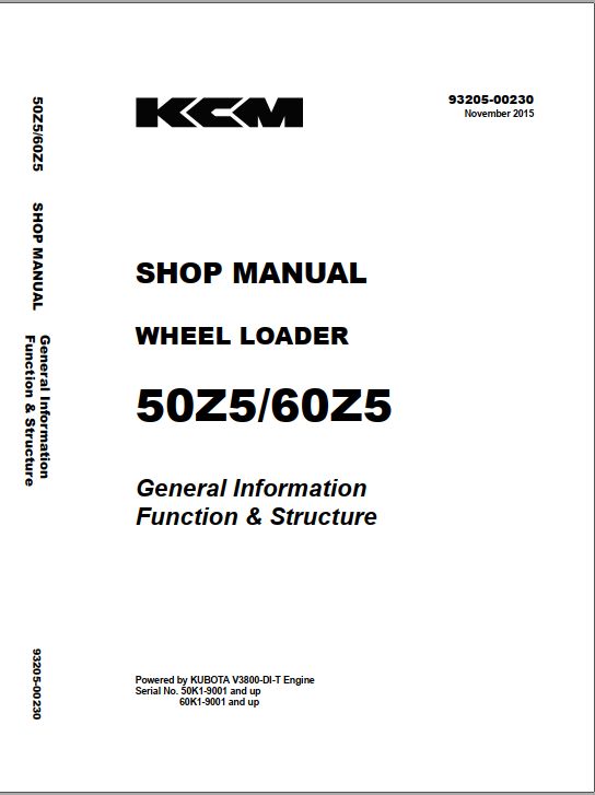Kawasaki Wheel Loader 60Z5 Operation Maintenance Shop Parts Manuals EN JP 2
