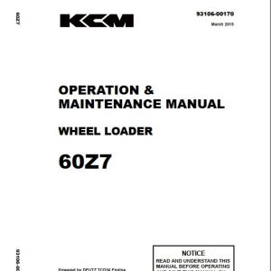 Kawasaki Wheel Loader 60Z7 Operation Maintenance Shop Parts Manuals EN JP
