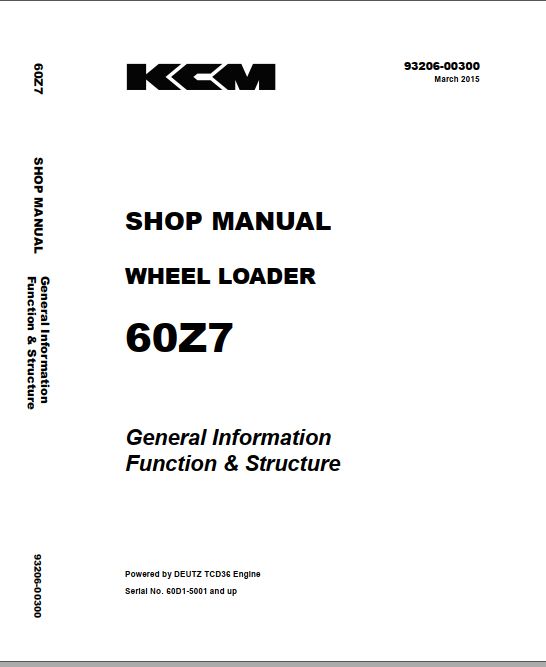 Kawasaki Wheel Loader 60Z7 Operation Maintenance Shop Parts Manuals EN JP 2