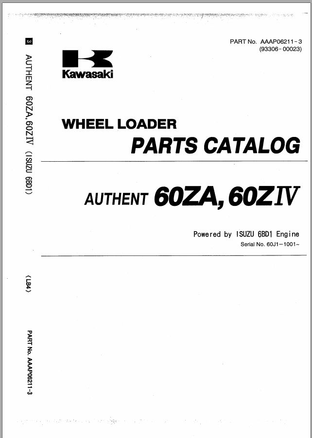 Kawasaki Wheel Loader 60ZA Shop Parts Manuals EN JP