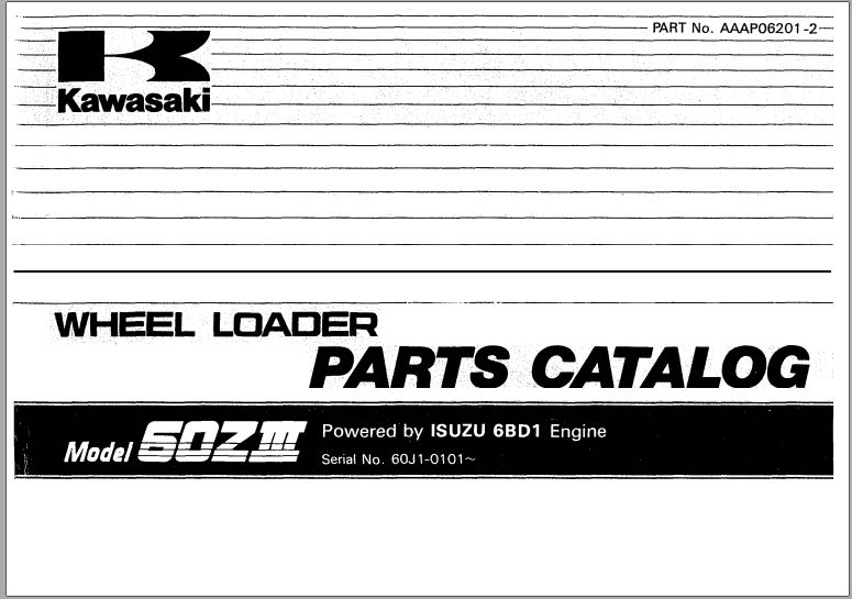 Kawasaki Wheel Loader 60ZIII Shop Parts Manuals EN JP