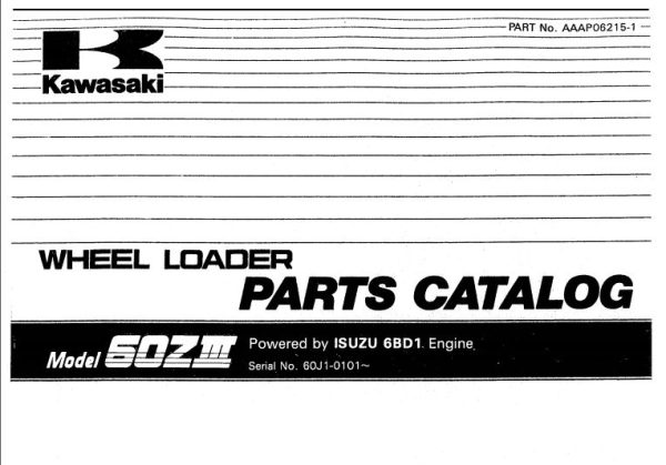 Kawasaki Wheel Loader 60ZIV 2 Operation Maintenance Shop Parts Manuals EN JP 1