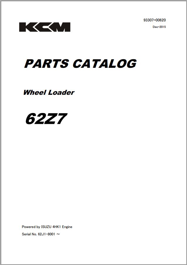 Kawasaki Wheel Loader 62Z7 Shop Parts Manuals EN JP