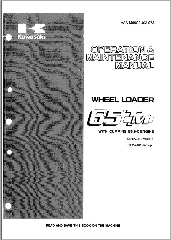 Kawasaki Wheel Loader 65TM Operation Maintenance Parts Manuals EN JP