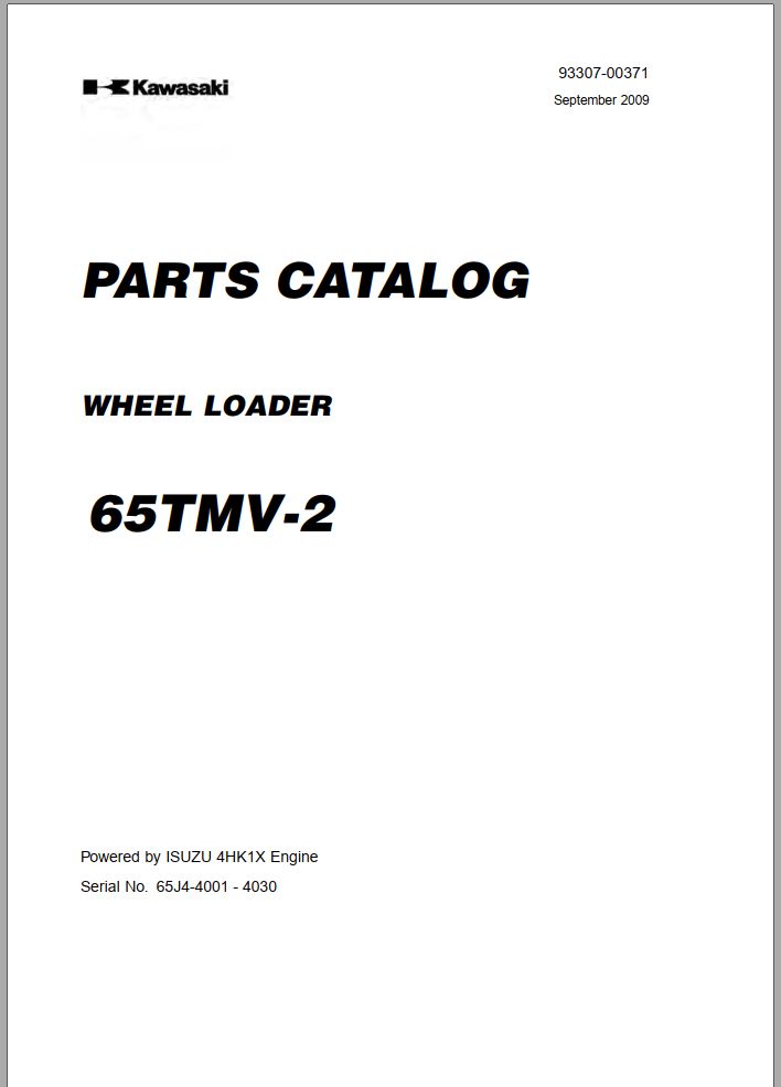 Kawasaki Wheel Loader 65TMV 2 Parts Manual