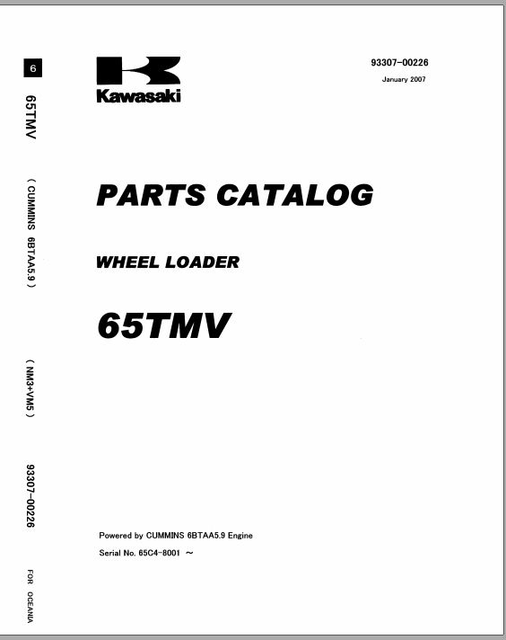 Kawasaki Wheel Loader 65TMV Operation Maintenance Shop Parts Manuals EN JP 1