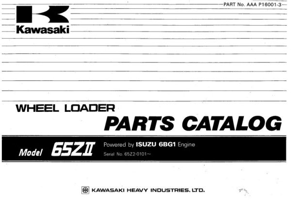 Kawasaki Wheel Loader 65ZII Operation Maintenance Shop Parts Manuals EN JP 1