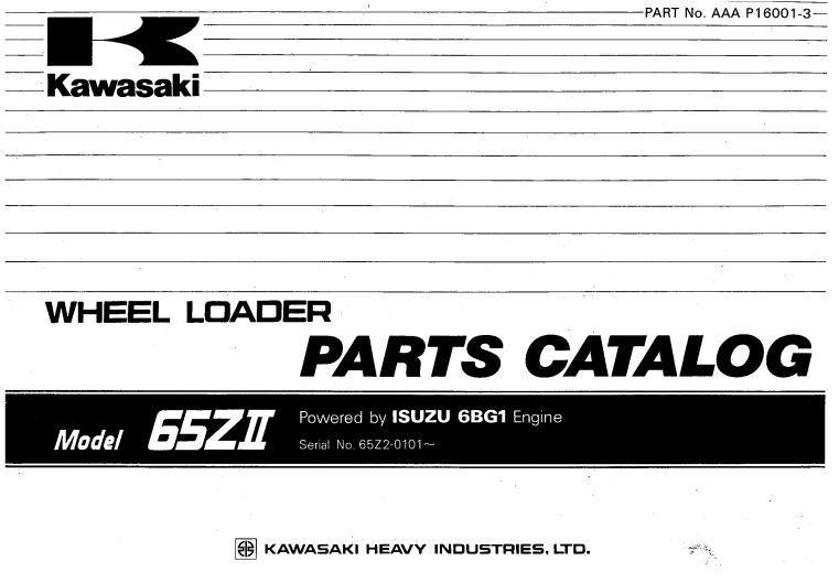 Kawasaki Wheel Loader 65ZII Operation Maintenance Shop Parts Manuals EN JP 1