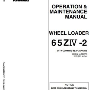 Kawasaki Wheel Loader 65ZIV 2 Operation Maintenance Shop Parts Manuals EN JP