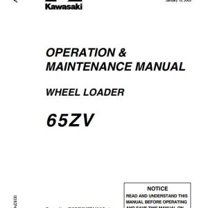 Kawasaki Wheel Loader 65ZV Operation Maintenance Shop Parts Manuals EN JP