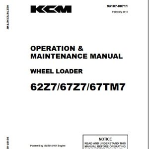 Kawasaki Wheel Loader 67TM7 67TM7B Operation Maintenance Shop Parts Manuals EN JP