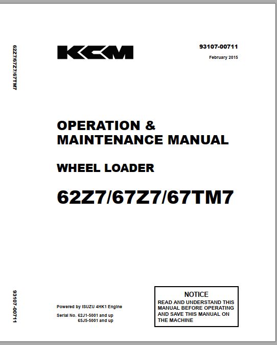Kawasaki Wheel Loader 67Z7 67Z7B Operation Maintenance Shop Parts Manuals EN JP