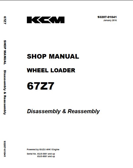 Kawasaki Wheel Loader 67Z7 67Z7B Operation Maintenance Shop Parts Manuals EN JP 2