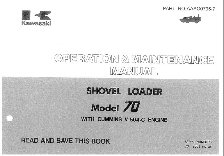 Kawasaki Wheel Loader 70 70D Operation Maintenance Shop Parts Manuals EN JP