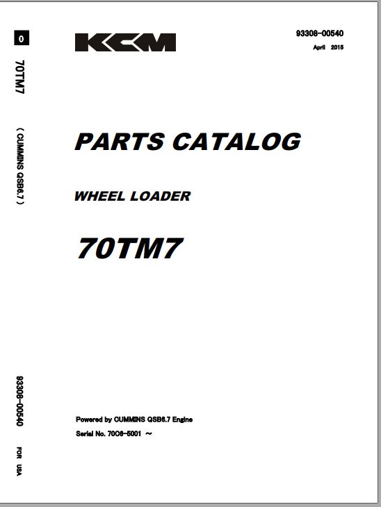 Kawasaki Wheel Loader 70Z7 70TM7 70Z7B Operation Maintenance Shop Parts Manuals EN JP 1