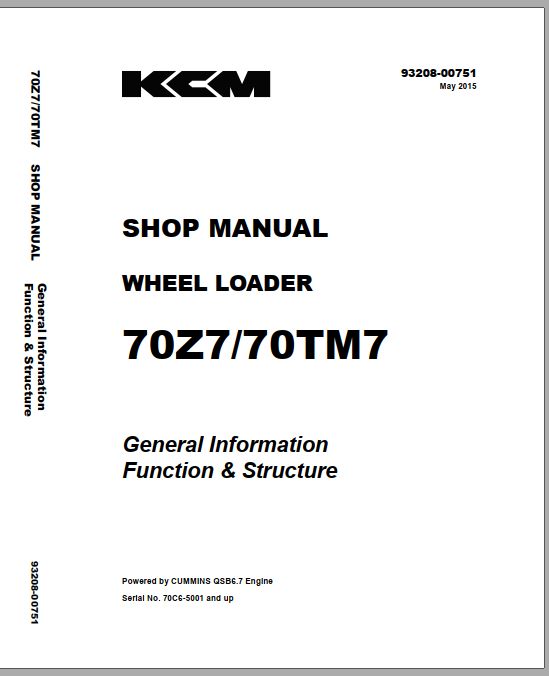 Kawasaki Wheel Loader 70Z7 70TM7 70Z7B Operation Maintenance Shop Parts Manuals EN JP 2