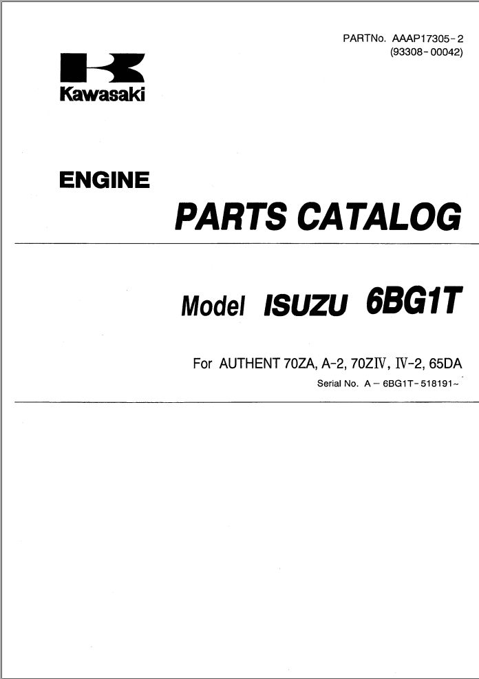 Kawasaki Wheel Loader 70ZA Parts Manual EN JP