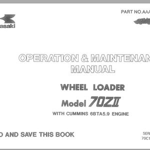 Kawasaki Wheel Loader 70ZII Operation Maintenance Shop Parts Manuals EN JP