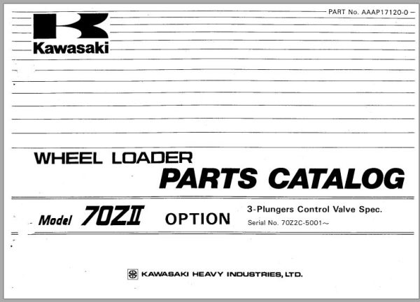 Kawasaki Wheel Loader 70ZII Operation Maintenance Shop Parts Manuals EN JP 1