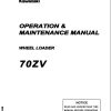 Kawasaki Wheel Loader 70ZV Operation Maintenance Shop Parts Manuals EN JP