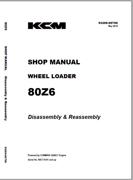 Kawasaki Wheel Loader 80Z6 Operation Maintenance Shop Parts Manuals EN JP 2