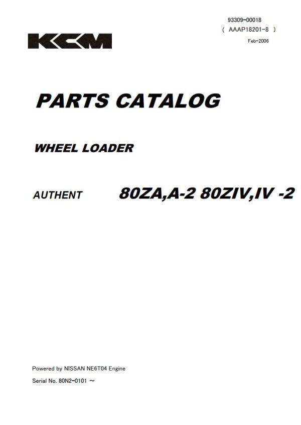 Kawasaki Wheel Loader 80ZA Parts Manual EN JP 1