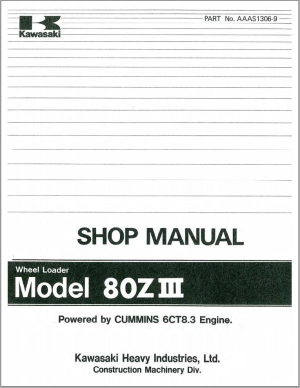 Kawasaki Wheel Loader 80ZIII Operation Maintenance Shop Parts Manuals EN JP 2