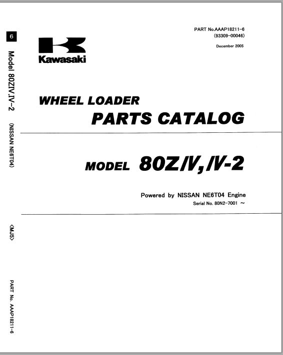 Kawasaki Wheel Loader 80ZIV 2 Operation Maintenance Shop Parts Manuals 1