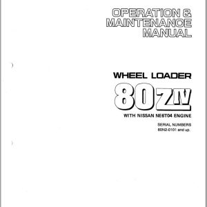 Kawasaki Wheel Loader 80ZIV Operation Maintenance Shop Parts Manuals EN JP