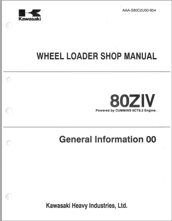Kawasaki Wheel Loader 80ZIV Operation Maintenance Shop Parts Manuals EN JP 2