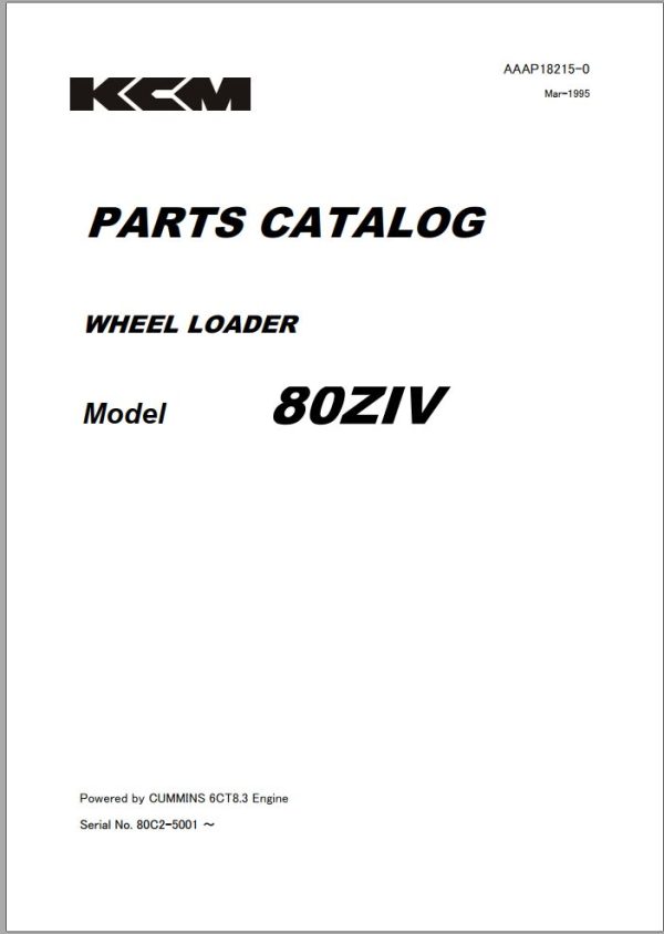 Kawasaki Wheel Loader 80ZIVC Parts Manual