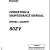 Kawasaki Wheel Loader 80ZV Operation Maintenance Shop Parts Manuals EN JP
