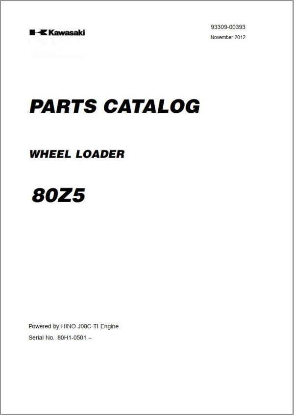 Kawasaki Wheel Loader 80ZV Operation Maintenance Shop Parts Manuals EN JP 1