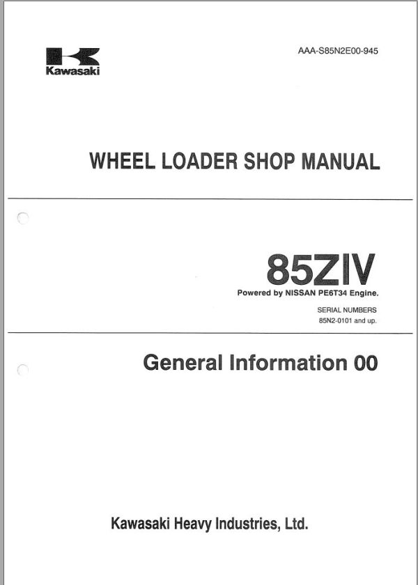 Kawasaki Wheel Loader 85ZA Shop Parts Manuals EN JP 1