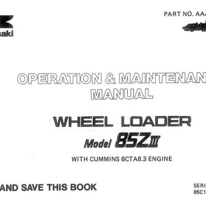 Kawasaki Wheel Loader 85ZIII Operation Maintenance Shop Parts Manuals EN JP