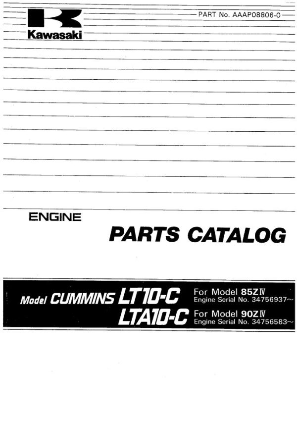 Kawasaki Wheel Loader 85ZIV Operation Maintenance Shop Parts Manuals EN JP