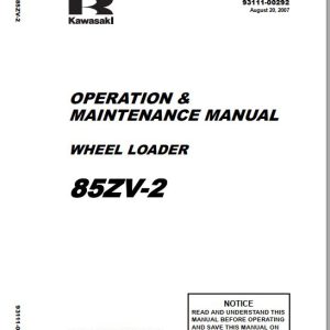 Kawasaki Wheel Loader 85ZV 2 Operation Maintenance Shop Parts Manuals EN JP