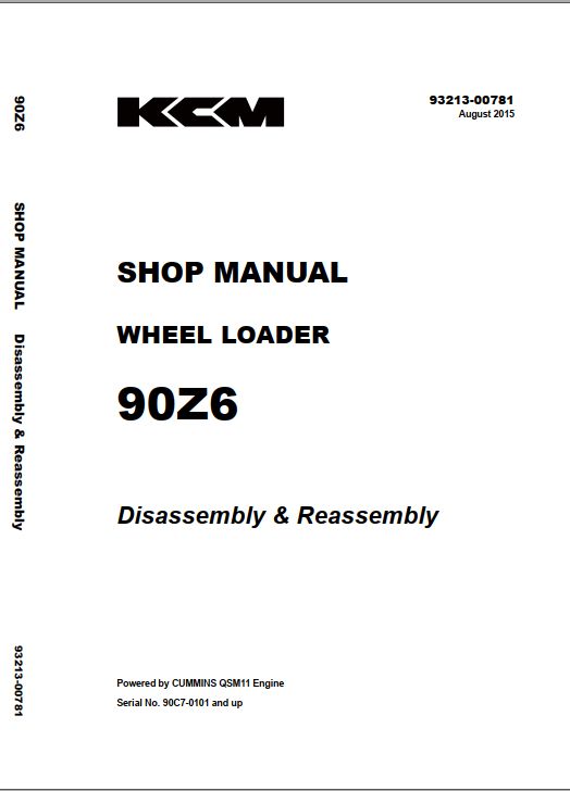 Kawasaki Wheel Loader 90Z6 Operation Maintenance Shop Parts Manuals EN JP 2