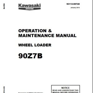 Kawasaki Wheel Loader 90Z7 90Z7B Operation Maintenance Shop Parts Manuals EN JP