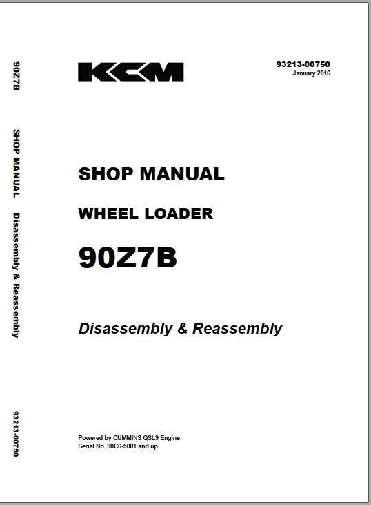 Kawasaki Wheel Loader 90Z7 90Z7B Operation Maintenance Shop Parts Manuals EN JP 2