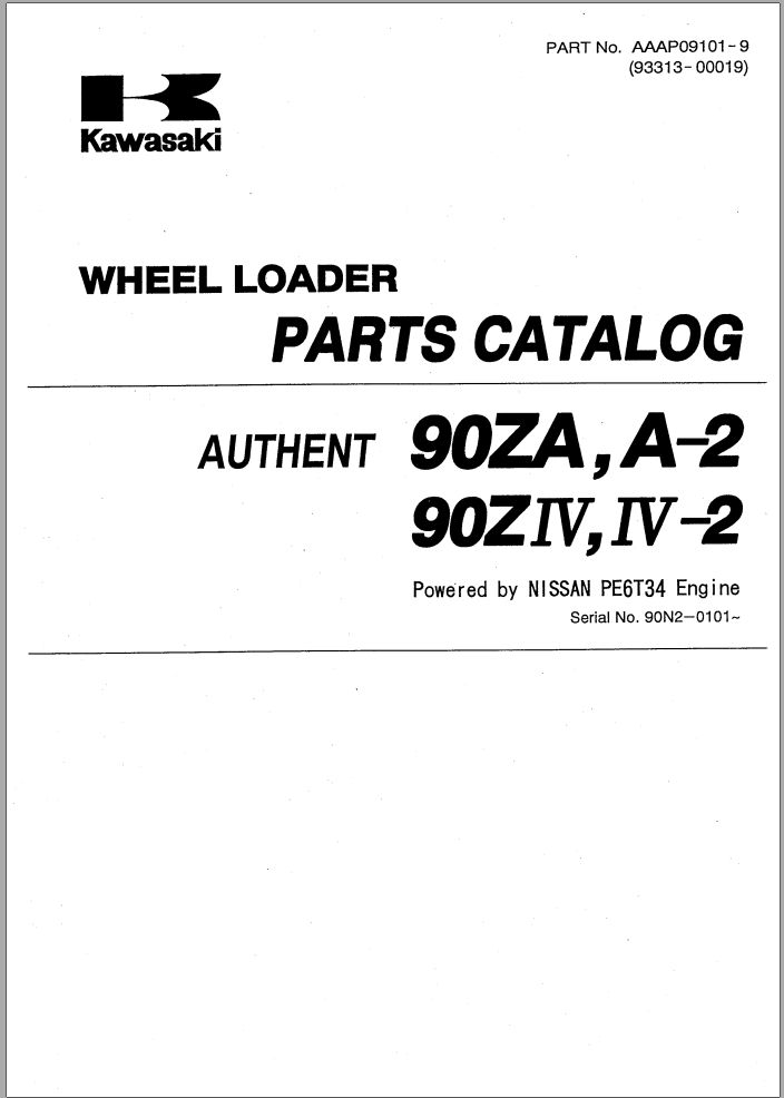 Kawasaki Wheel Loader 90ZA Shop Parts Manuals EN JP