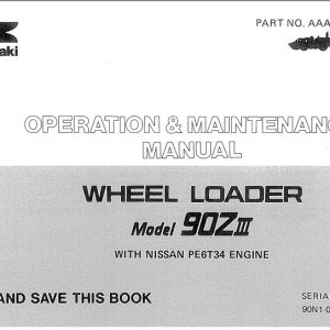 Kawasaki Wheel Loader 90ZIII Operation Maintenance Shop Parts Manuals EN JP
