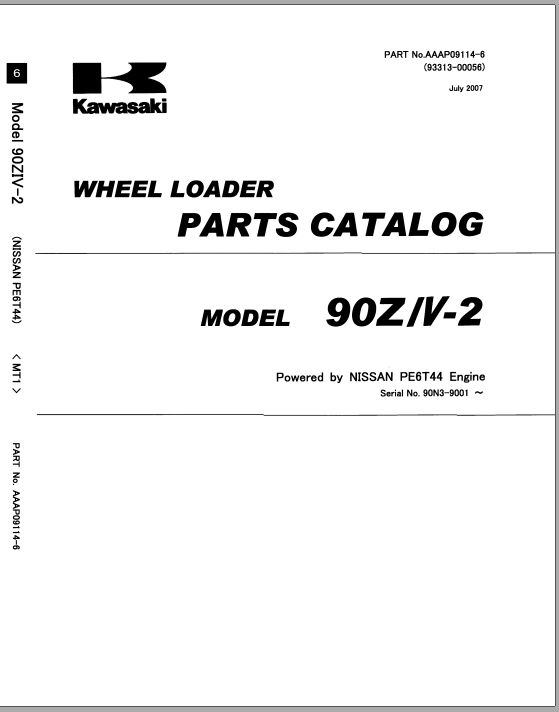 Kawasaki Wheel Loader 90ZIV 2 Operation Maintenance Shop Parts Manuals EN JP 1