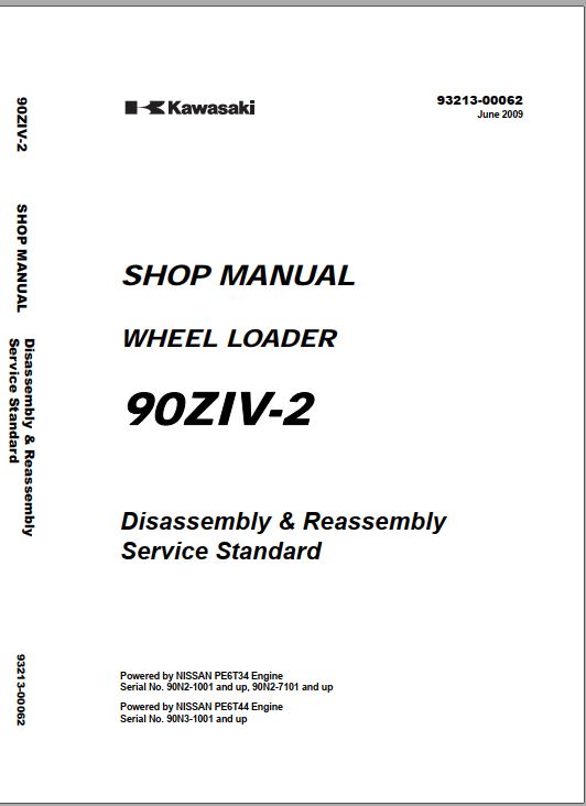 Kawasaki Wheel Loader 90ZIV 2 Operation Maintenance Shop Parts Manuals EN JP 2